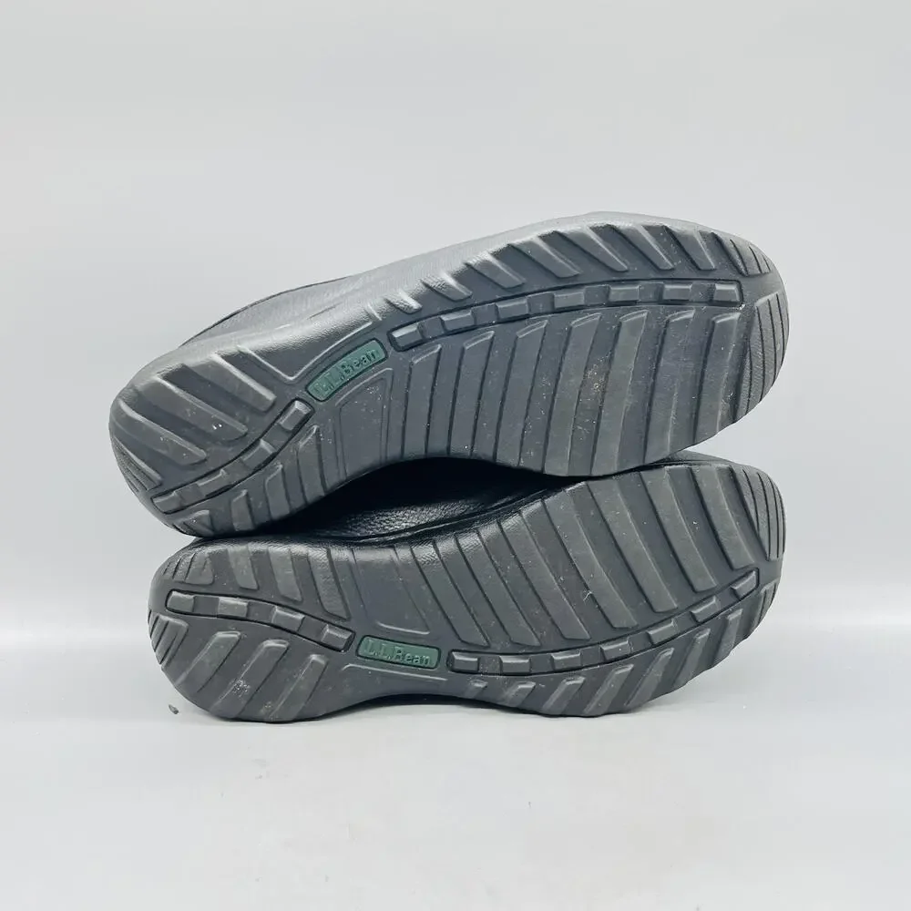LL Bean Shoes Mens 10.5 Black Pebbled Leather Mule Clogs Slip On Casual Comfort